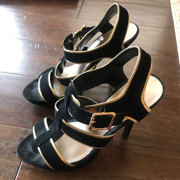 Black/Gold Steve Madden Heels - Picture 1 of 3